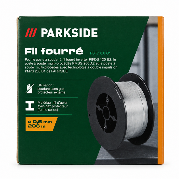 Сварочная порошковая проволока PARKSIDE PSFD 0.6 C1 0,6 мм × 206 м, самозащитная - Фото 2 Сварочная порошковая проволока PARKSIDE PSFD 0.6 C1 0,6 мм × 206 м, самозащитная - изображение 2