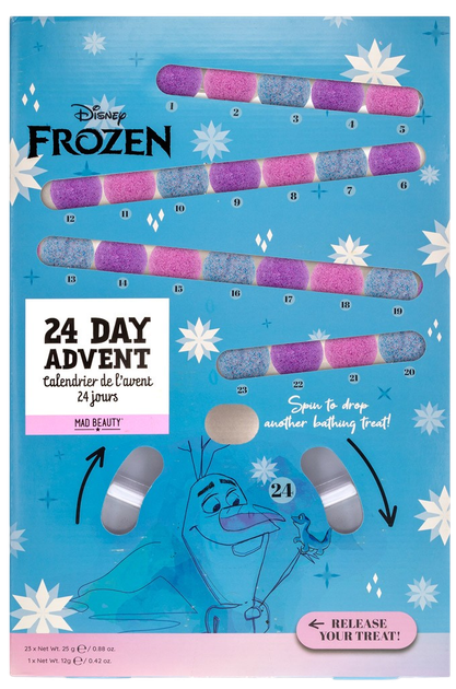 Zestaw kosmetyków do pielęgnacji Mad Beauty Frozen 24 Day Kula do kąpieli 23 szt + balsam do ust 1 szt (5060599189932) - Zdjęcie 1 Zestaw kosmetyków do pielęgnacji Mad Beauty Frozen 24 Day Kula do kąpieli 23 szt + balsam do ust 1 szt (5060599189932) - obraz 1
