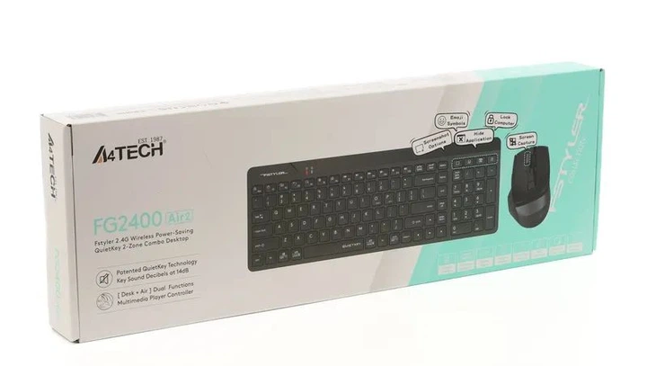 A4Tech Fstyler FG2400 Air2 (Black), комплект бездротовий клавіатура з мишою, колір чорний - изображение 6