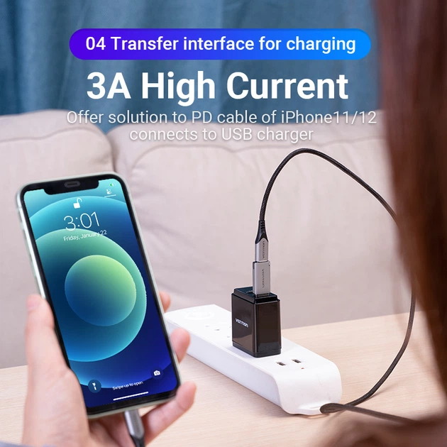 Адаптер Type-C-USB 3.0 Vention Aluminium Nickel-Plated M/F 5Gbps 3A Gray (CDPH0) - Фото 8 Адаптер Type-C-USB 3.0 Vention Aluminium Nickel-Plated M/F 5Gbps 3A Gray (CDPH0) - зображення 8