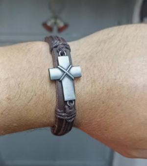 Шкіряний браслет з хрестом Коричневий Retro Cross - Фото 4 Шкіряний браслет з хрестом Коричневий Retro Cross - зображення 4