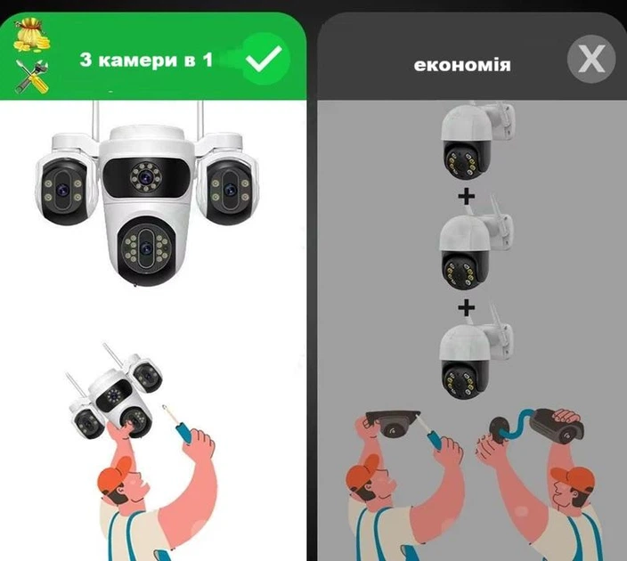 Вулична WiFi камера Besder K15 IcSee 15Мп чорна 3 незалежних об'єктиви поворотні - зображення 8