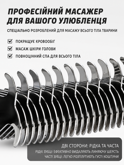 Двосторонній гребінець для вичісування шерсті кішок і собак, щітка для догляду за шерстю домашніх тварин, гребінець тример для видалення зайвої шерсті та підшерстя, аксесуар для грумінгу котів і собак - Фото 3 Двосторонній гребінець для вичісування шерсті кішок і собак, щітка для догляду за шерстю домашніх тварин, гребінець тример для видалення зайвої шерсті та підшерстя, аксесуар для грумінгу котів і собак - зображення 3