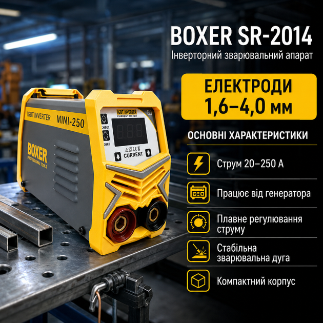 Инверторный сварочный аппарат BOXER SR 2014 250 А под электроды 16 40 мм 220 В - изображение 4