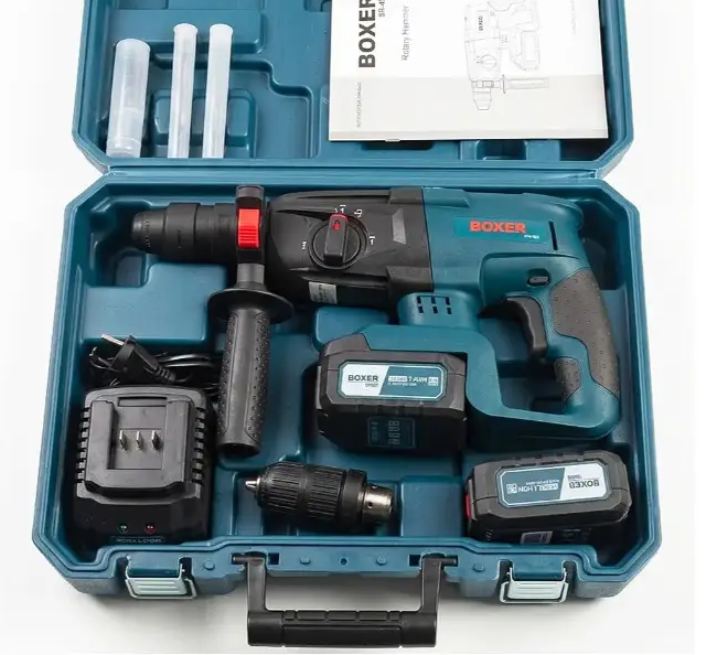 Перфоратор ударний акумуляторний BOXER SR-083 патрон SDS-Plus 2,1 Дж 2 акумулятори 24 В 4 Аг в кейсі - зображення 3