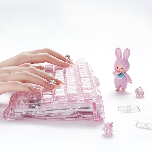 Клавіатура GravaStar Mercury K1 Lite із комбінованим підключенням - Crystal Rose - зображення 3