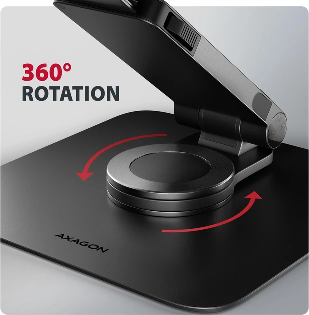 Подставка для ноутбуков AXAGON STND-LR стойка с поворотом на 360° (размер 10" - 17.3") Черный (STND-LRB) - изображение 8