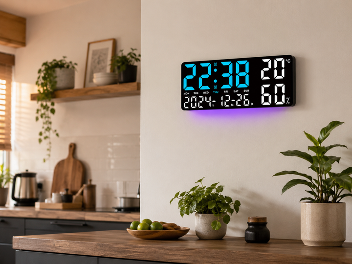 Часы настенные GH9002 / Цифровые настенные, настольные LED-часы / Часы + календарь, температура, влажность - изображение 2