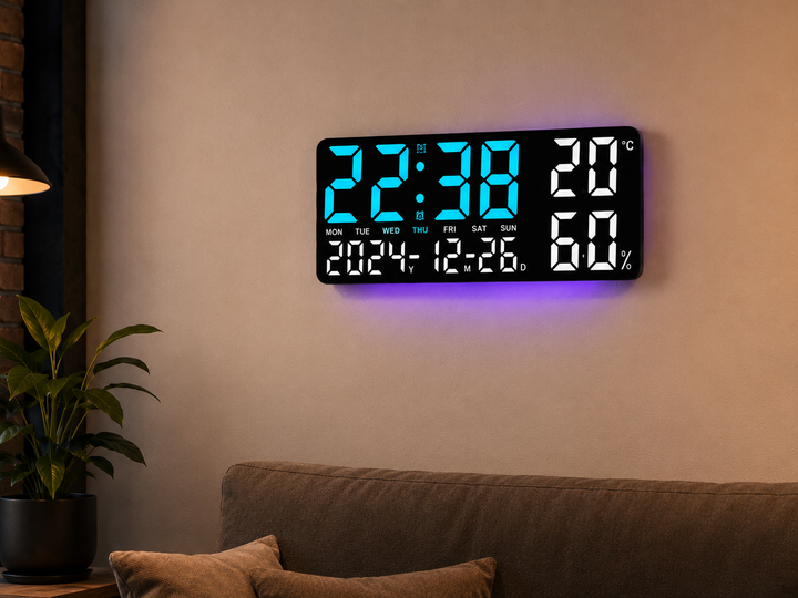 Часы настенные GH9002 / Цифровые настенные, настольные LED-часы / Часы + календарь, температура, влажность - изображение 3