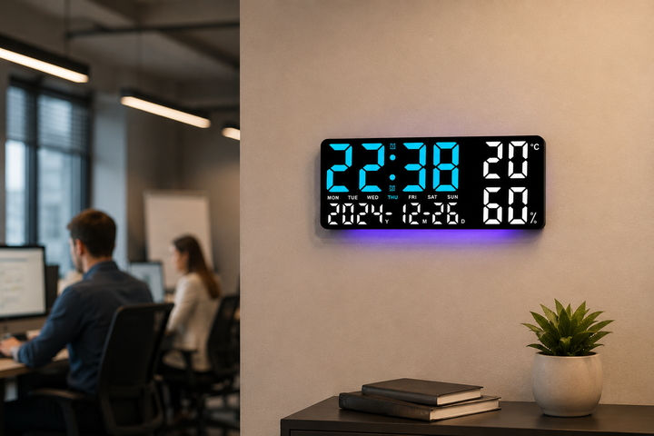 Часы настенные GH9002 / Цифровые настенные, настольные LED-часы / Часы + календарь, температура, влажность - изображение 7