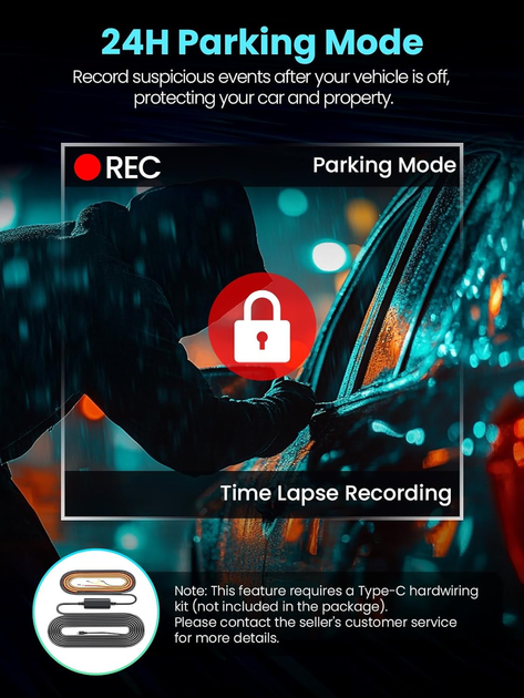 Відеореєстратор ALLTOTIVE R5 Pro 4K + 2.5K, 2 камери, Wi-Fi 5 ГГц, GPS, карта 128 ГБ, IPS 3,16″, WDR - зображення 9