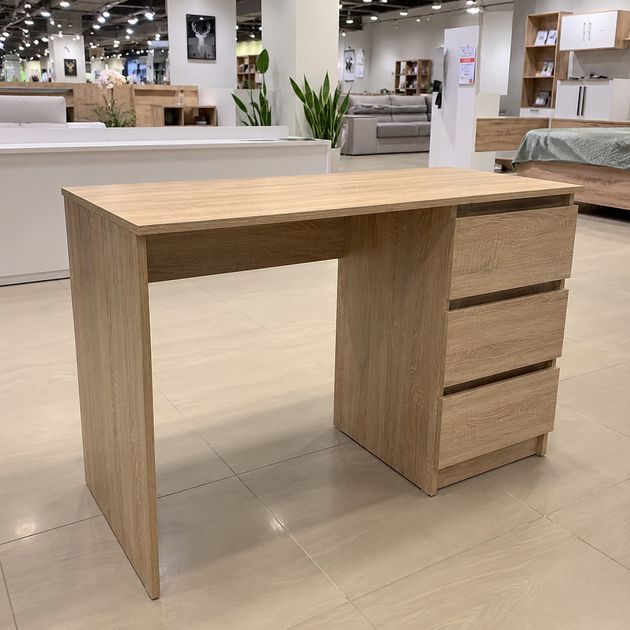 Стіл комп'ютерний, письмовий 120×60×75,5 см з тумбою та 3 ящиками справа, письмовий, ЛДСП, Дуб Сонома (NS-1) - зображення 2