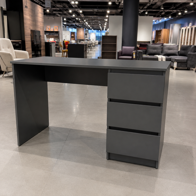 Стол компьютерный, письменный 120×60×75,5 см с тумбой и 3 ящиками справа, письменный, ЛДСП, Антрацит (NS-1) - изображение 2