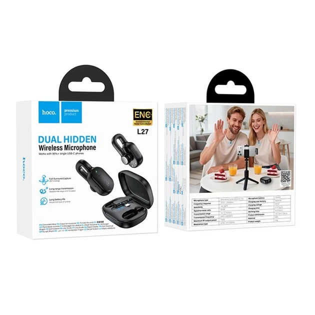 Микрофон беспроводной USB-C Hoco L27 Black (6942007680646) - изображение 9