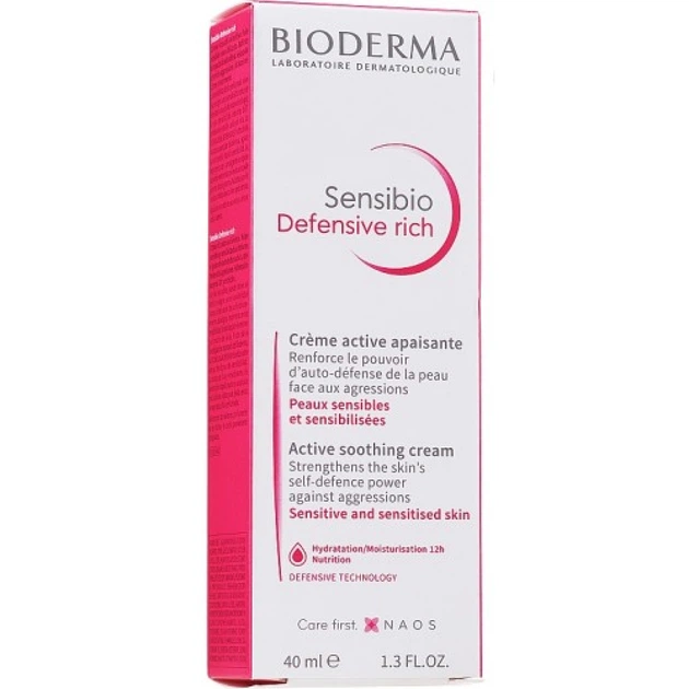 Крем для лица Bioderma Sensibio Defensive Rich насыщенный защитный активный успокаивающий 40 мл - Фото 1 Крем для лица Bioderma Sensibio Defensive Rich насыщенный защитный активный успокаивающий 40 мл - изображение 1