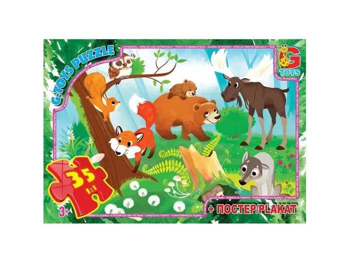 Пазл Лісові мешканці, G-Toys, 35 ел., GF04 - Фото 1 Пазл Лісові мешканці, G-Toys, 35 ел., GF04 - зображення 1