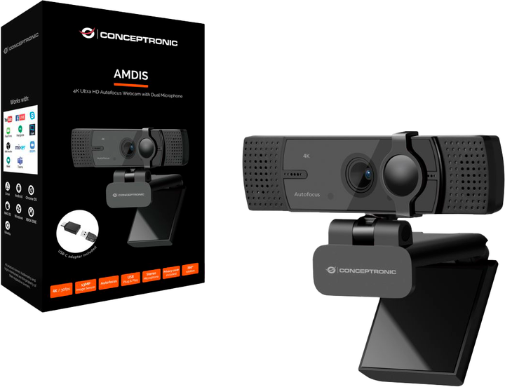 Веб-камера Conceptronic AMDIS07B Black (AMDIS07B) - Фото 2 Веб-камера Conceptronic AMDIS07B Black (AMDIS07B) - зображення 2