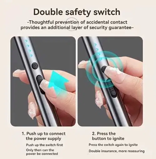 Електроімпульсна плазмова запальничка USB Type-C у металевому корпусі 18.8 см — Металева кухонна електронна запальничка для свічок, плити та кемпінгу (Червона) - изображение 2