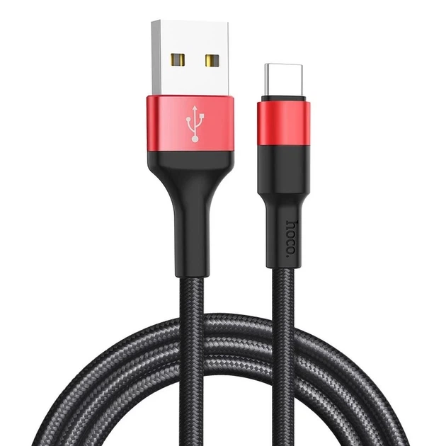 Кабель Hoco X26 USB A до USB C 2A 1 м Black Red (6957531080251) - изображение 2