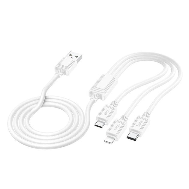 Кабель Hoco X74 3в1 USB A до Lightning/Micro USB/USB C 2A 1 м White (6931474767370) - Фото 1 Кабель Hoco X74 3в1 USB A до Lightning/Micro USB/USB C 2A 1 м White (6931474767370) - зображення 1