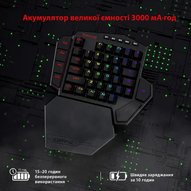 Бездротова ігрова клавіатура Redragon Red Switch RGB, 2.4 GHz - зображення 5