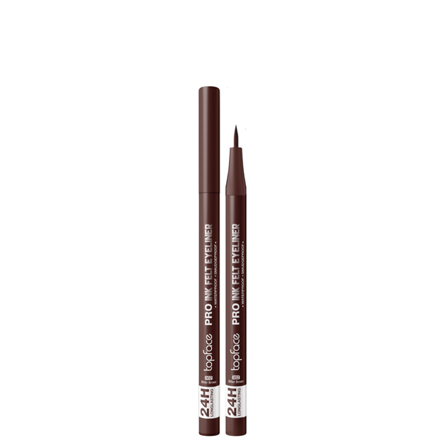 Рідка підводка-фломастер для очей TopFace Pro Ink (PT619), 02 Bitter Brown Коричнева - Фото 1 Рідка підводка-фломастер для очей TopFace Pro Ink (PT619), 02 Bitter Brown Коричнева - зображення 1