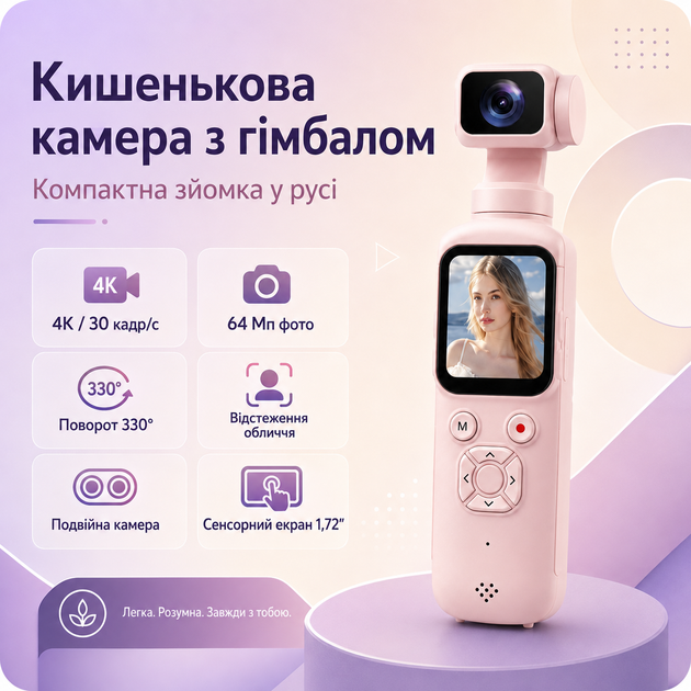 Аккумуляторная карманная камера с сенсорным экраном и отслеживанием лица - изображение 4