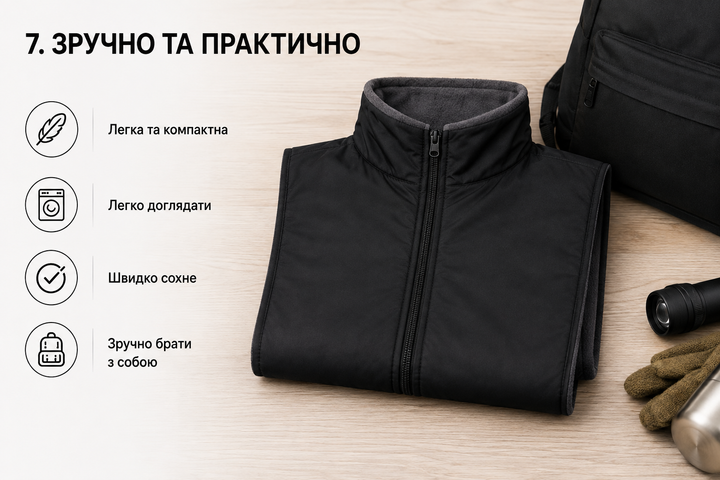 Флисовый воротник-манишка IVN на молнии, утепленный, унисекс, черный IV-CHF9951 - изображение 7
