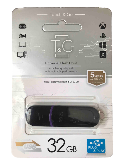 Флешка USB Flash 32GB T&G Чорний - зображення 2