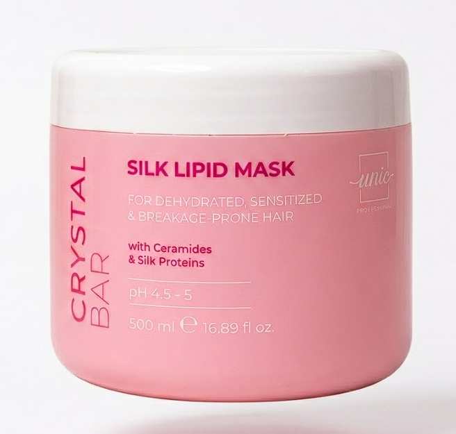Професійна ліпідна маска для відновлення волосся UNIC Crystal Bar Silk Lipid Mask з керамідами та протеїнами шовку, 500 мл - Фото 1 Професійна ліпідна маска для відновлення волосся UNIC Crystal Bar Silk Lipid Mask з керамідами та протеїнами шовку, 500 мл - изображение 1