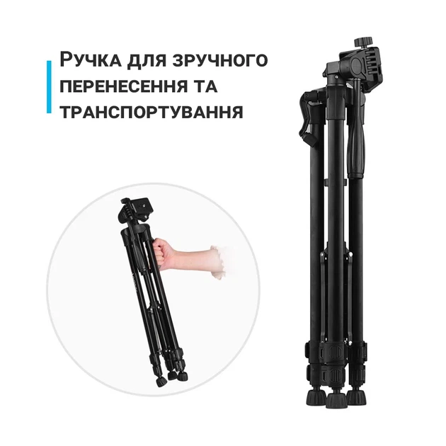 Штатив Andoer F3366T алюминиевый 140 см черный 3D голова держатель для смартфона - Фото 7 Штатив Andoer F3366T алюминиевый 140 см черный 3D голова держатель для смартфона - изображение 7