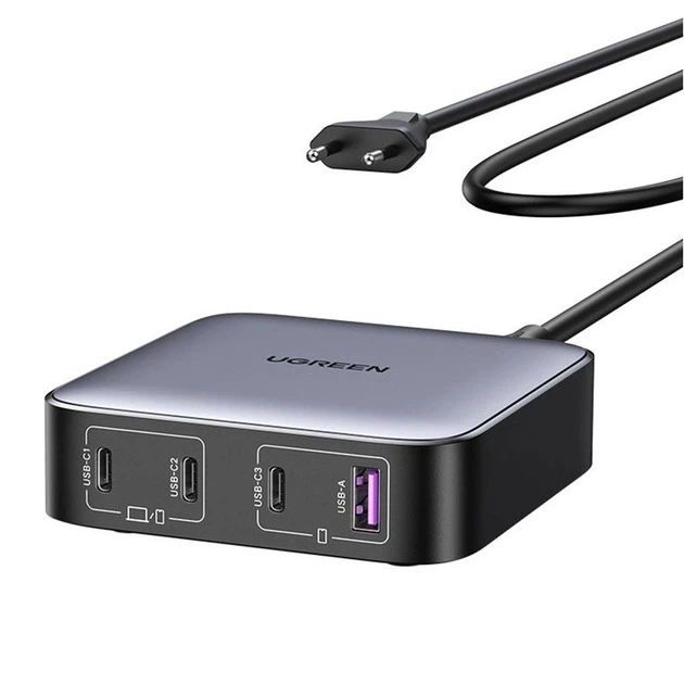 Зарядний пристрій 4xUSB 100W (3хUSB-C+USB-A) Gan Nexode чорний CD328 Ugreen Desktop Fast Charger - изображение 2