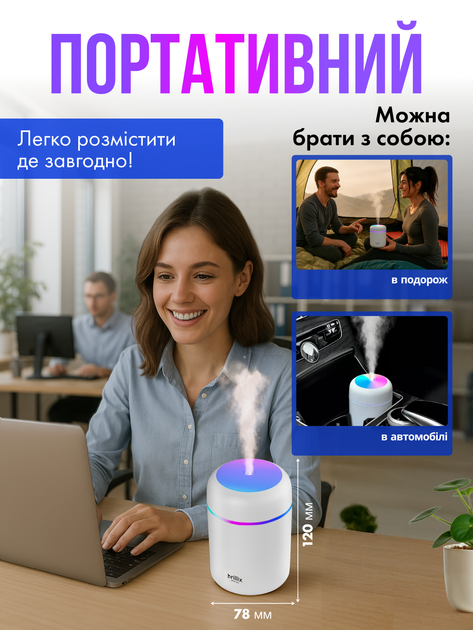 Зволожувач повітря ультразвуковий нічник дифузор Brillix AirGlow 2F аромадифузор для дому 280 мл з led підсвічуванням і змінними фільтрами в подарунок аромадифузори зволожувачі арома дифузори - Фото 6 Зволожувач повітря ультразвуковий нічник дифузор Brillix AirGlow 2F аромадифузор для дому 280 мл з led підсвічуванням і змінними фільтрами в подарунок аромадифузори зволожувачі арома дифузори - зображення 6