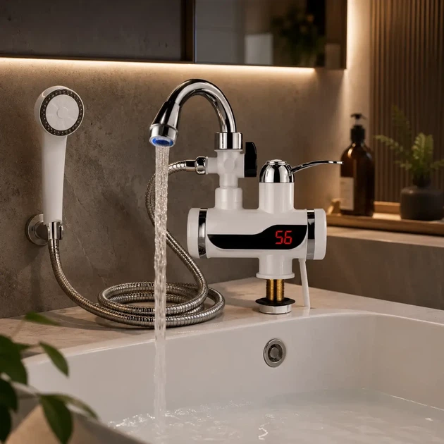 Кран-водонагрівач із душем нижнє під'єднання Instant electric heating water Faucet FT-001 - зображення 2