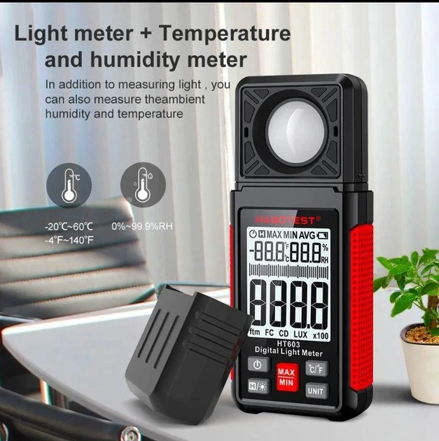 Люксметр цифровой 3в1 Habotest HT603 (от 0 до 200000 Lux; -20...+60°C; 0-99,9%) - зображення 3