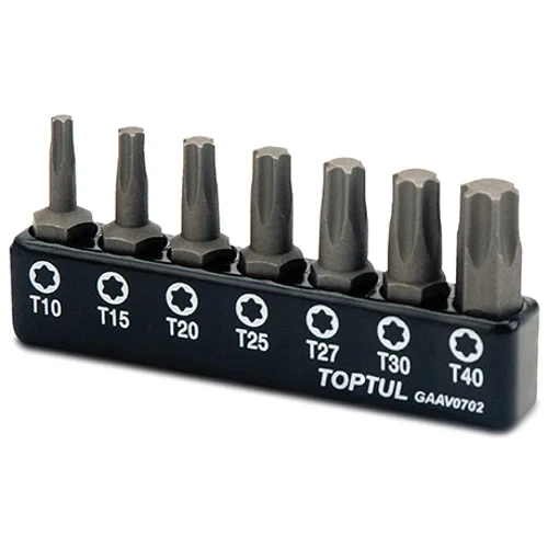 Набір біт TORX 1/4" 7 шт. T10-T40 пластиковий тримач - Фото 1 Набір біт TORX 1/4" 7 шт. T10-T40 пластиковий тримач - зображення 1