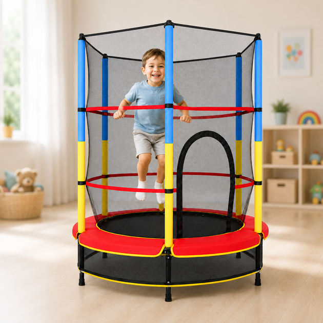 Детский батут 140см JumpFit, с сеткой Trampoline-04 / Батут 6 опор, внутренняя сетка - Фото 4 Детский батут 140см JumpFit, с сеткой Trampoline-04 / Батут 6 опор, внутренняя сетка - изображение 4