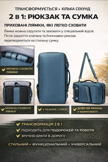 Рюкзак унісекс водонепроникний 30 л з USB-портом та кишенею для взуття легкий місткий посилений для навчання роботи подорожей міста ручної поклажі бірюзовий - зображення 4