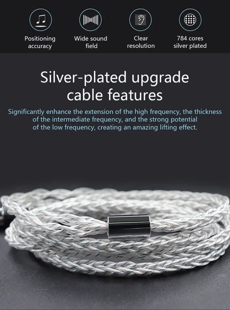 KZ Silver&Blue Cable – 8-жильний Hi-Fi кабель для навушників із посрібленої міді для аудіофілів - изображение 6