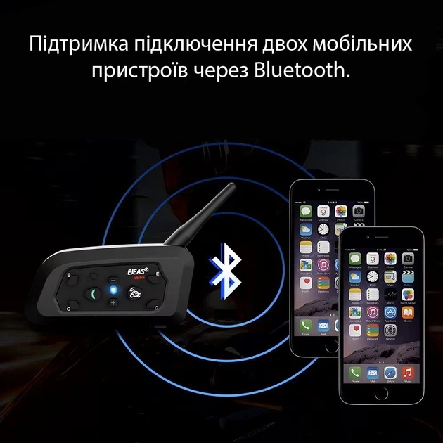 Набір двох бездротових водонепроникних мотогарнітур EJEAS V6 PRO PLUS на шолом з м'яким мікрофоном та Bluetooth 5.1 + аксесуари, чорний - Фото 5 Набір двох бездротових водонепроникних мотогарнітур EJEAS V6 PRO PLUS на шолом з м'яким мікрофоном та Bluetooth 5.1 + аксесуари, чорний - зображення 5