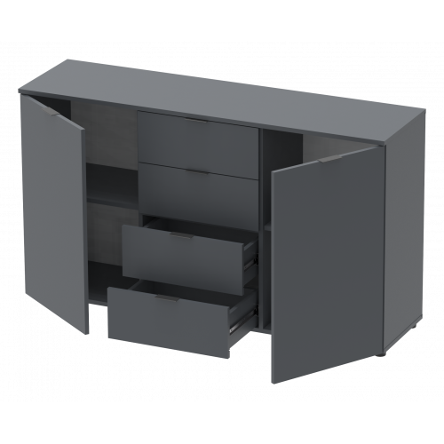 Комод Doros Рон 524900235 Графіт 2 фасади, 4 шухляді 140х38х81см (1971528501) - Фото 2 Комод Doros Рон 524900235 Графіт 2 фасади, 4 шухляді 140х38х81см (1971528501) - зображення 2