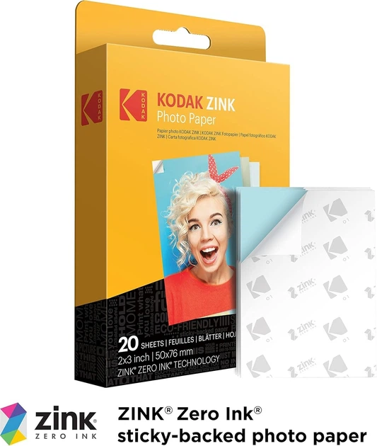 Фотопапір / Фотоплівка KODAK Printomatic ZINK Paper для миттєвої друку 2x3 дюйма 20 аркушів - Фото 3 Фотопапір / Фотоплівка KODAK Printomatic ZINK Paper для миттєвої друку 2x3 дюйма 20 аркушів - изображение 3