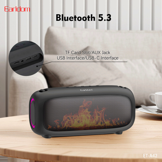 Портативная колонка Earldom ET-A42 мощность 5 Вт USB Bluetooth черная для прослушивания музыки - изображение 3