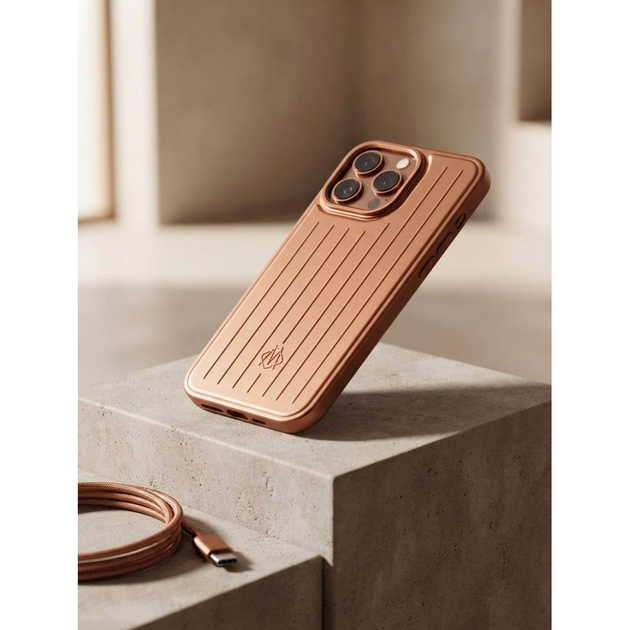 Металлический чехол Rimova для iPhone 15 Pro Max защита камеры усиленные углы оранжевый - изображение 7