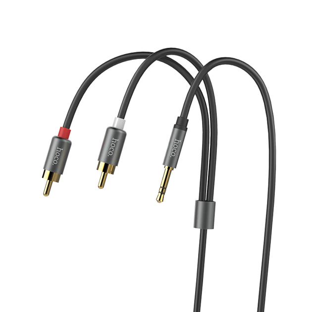 Аудио-кабель RCA 2xRCA 3.5mm длина 1.55м цвет Металлический серый Hoco UPA10 - изображение 4