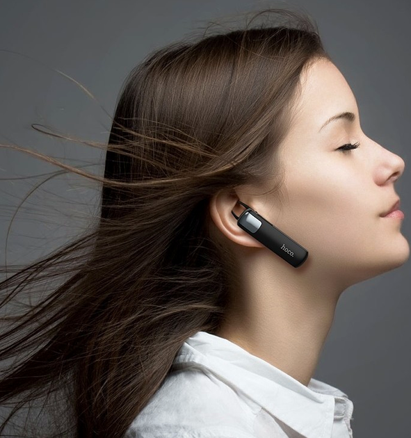 Bluetooth гарнитура Hoco E37 Gratified 55mAh 3 часа разговора 90 часов ожидания черная - изображение 5