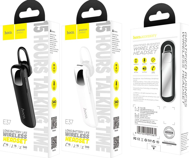 Bluetooth гарнитура Hoco E37 Gratified 55mAh 3 часа разговора 90 часов ожидания черная - изображение 8