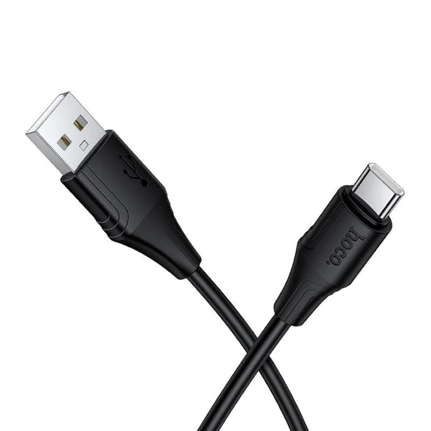 Кабель USB C 2.4 A 1 м для заряджання та передавання даних Hoco X124 чорний - Фото 1 Кабель USB C 2.4 A 1 м для заряджання та передавання даних Hoco X124 чорний - зображення 1