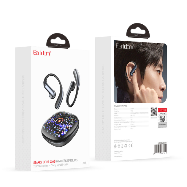 Bluetooth гарнитура TWS Earldom OWS1 беспроводные наушники для аудио - изображение 9