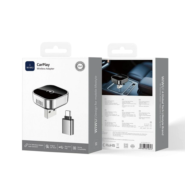 Адаптер CarPlay Wiwu Wi-CP003 USB-A USB-C 5 В 14 7 г для автомобиля с Hi-Fi аудиосистемой и голосовым помощником - изображение 8